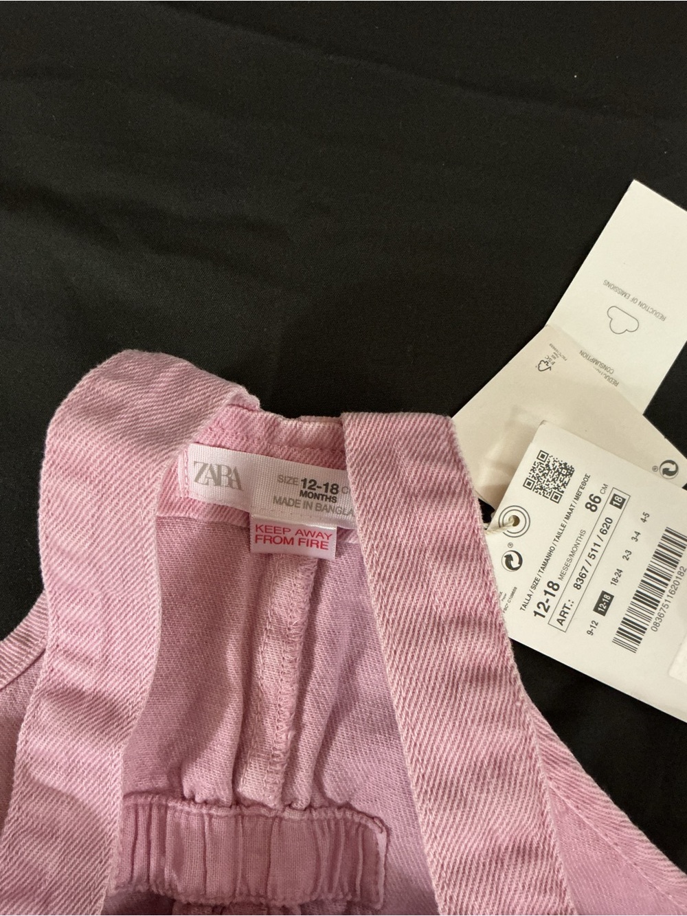 Zara Light Pink Girls' Cotton Overalls - Picture 12 of 16